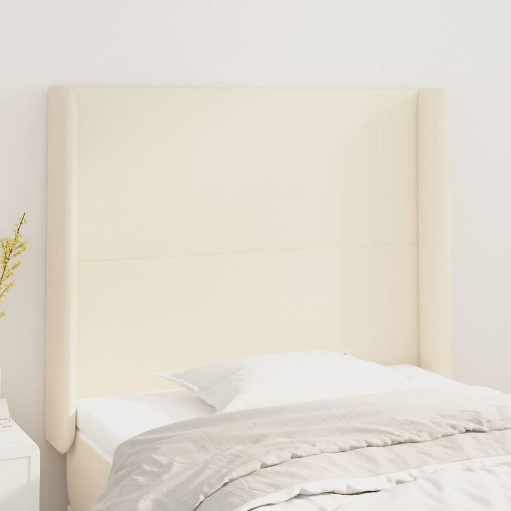 vidaXL Wingback Headboard Cream 93x16x118/128 cm Faux Leather