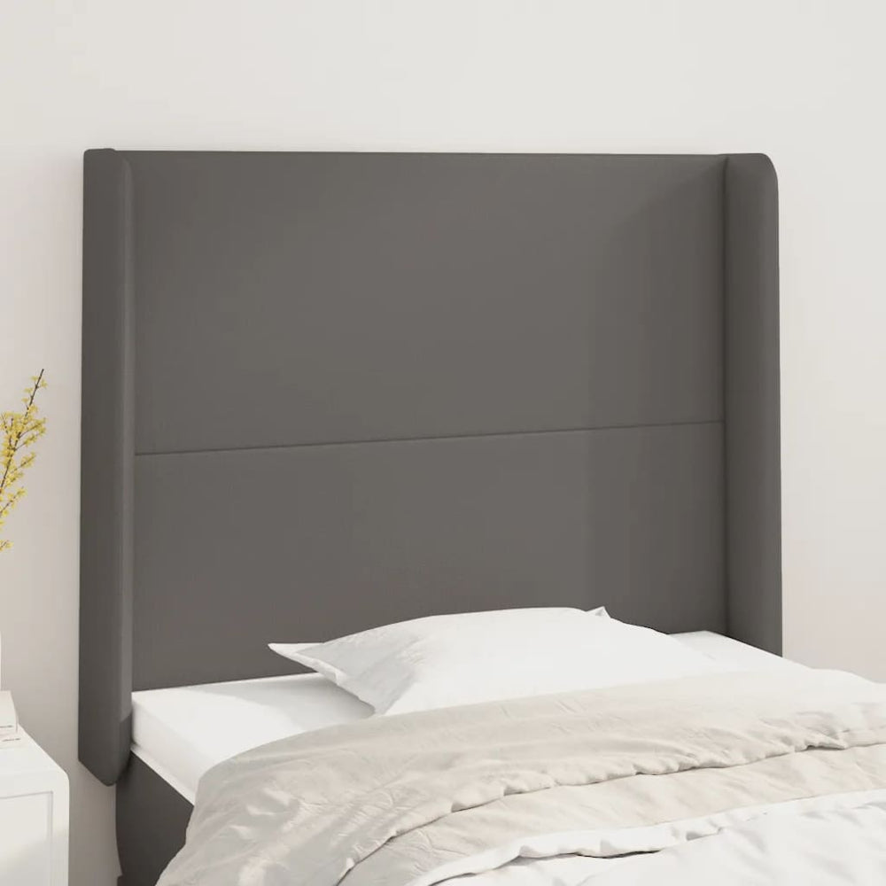 vidaXL Wingback Headboard Grey 93x16x118/128 cm Faux Leather