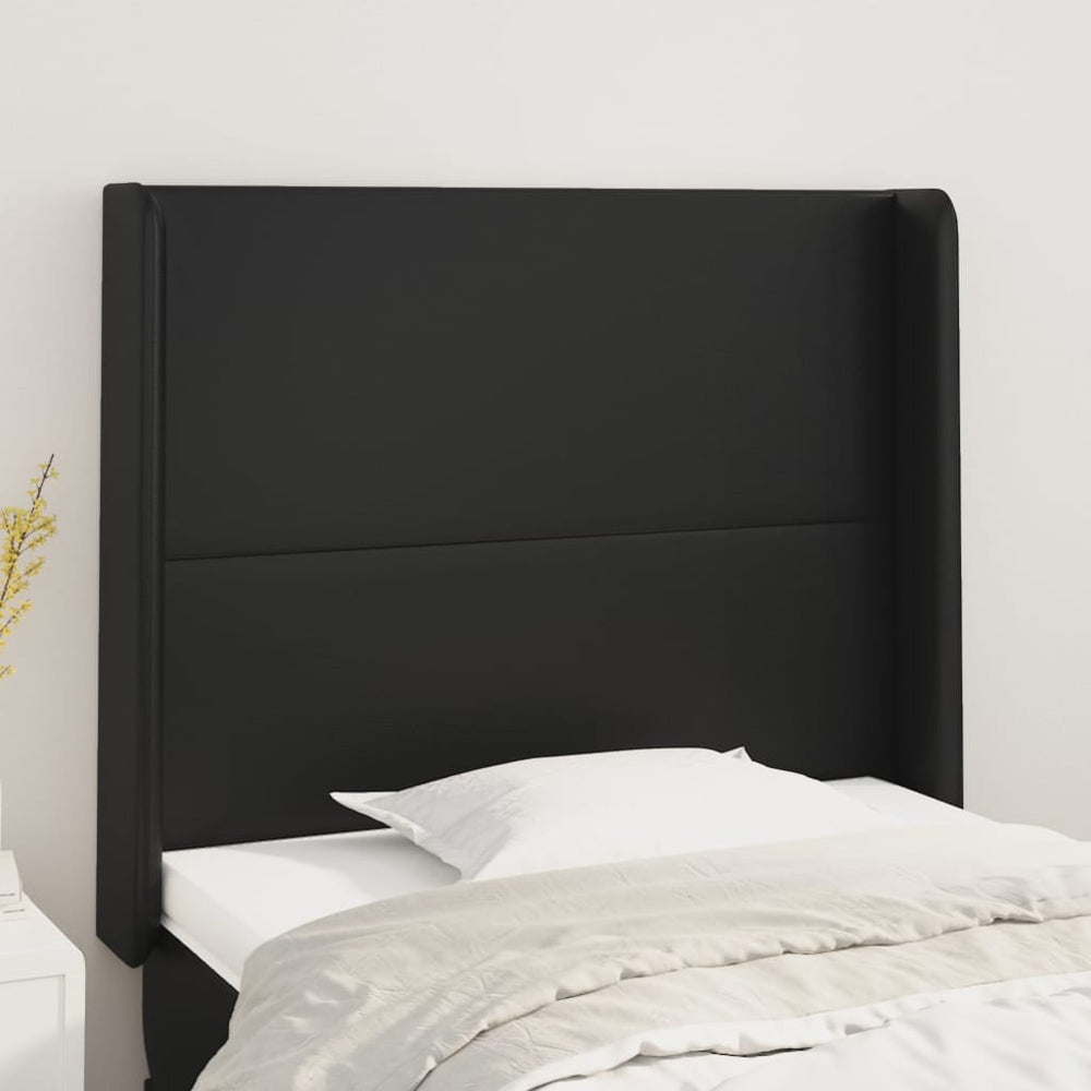 vidaXL Wingback Headboard Black 103x16x118/128 cm Faux Leather