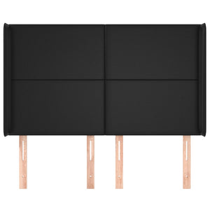 vidaXL Tufted Headboard Black 147x16x118/128 cm Faux Leather