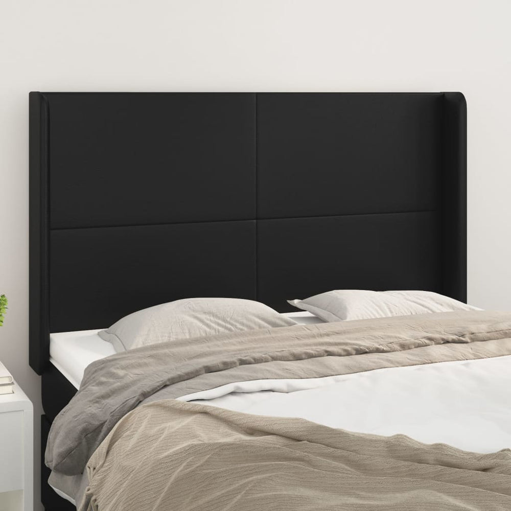 vidaXL Tufted Headboard Black 147x16x118/128 cm Faux Leather