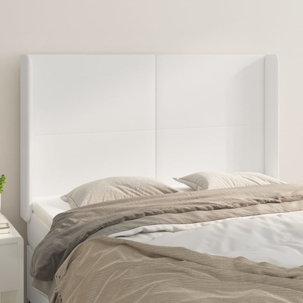 vidaXL Wingback Headboard White 147x16x118/128 cm Faux Leather
