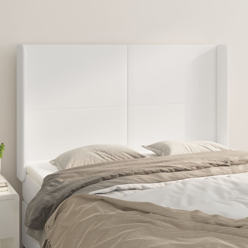 vidaXL Wingback Headboard White 147x16x118/128 cm Faux Leather