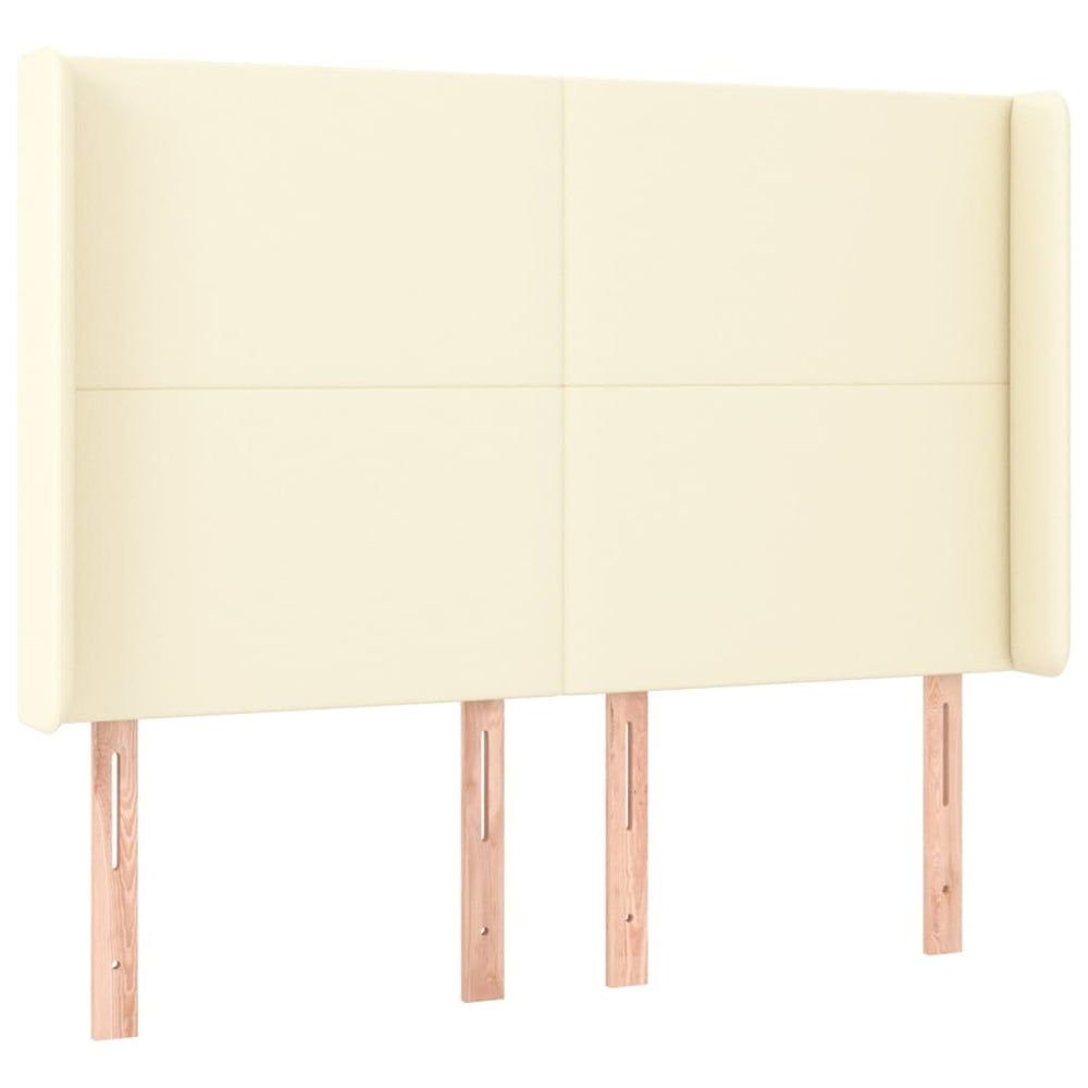 vidaXL Headboard with Wings Cream 147x16x118/128 cm Faux Leather