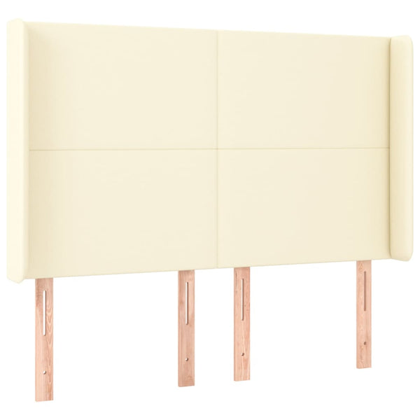 vidaXL Headboard with Wings Cream 147x16x118/128 cm Faux Leather