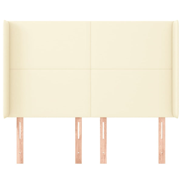 vidaXL Headboard with Wings Cream 147x16x118/128 cm Faux Leather