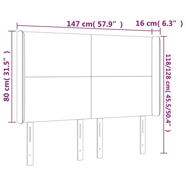 vidaXL Headboard with Wings Cream 147x16x118/128 cm Faux Leather