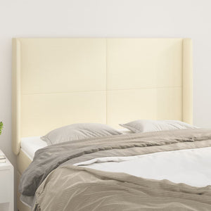 vidaXL Headboard with Wings Cream 147x16x118/128 cm Faux Leather