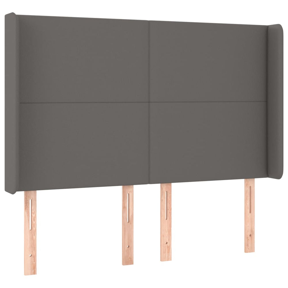vidaXL Wingback Headboard Grey 147x16x118/128 cm Faux Leather