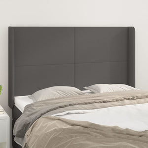 vidaXL Wingback Headboard Grey 147x16x118/128 cm Faux Leather