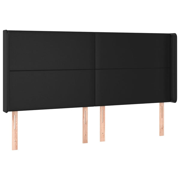 vidaXL Wingback Headboard Black 163x16x118/128 cm Faux Leather