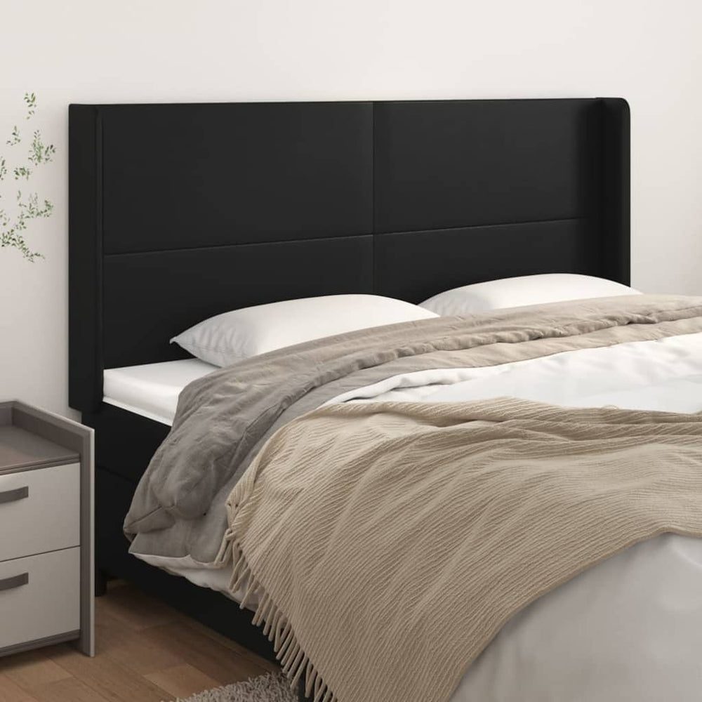 vidaXL Wingback Headboard Black 163x16x118/128 cm Faux Leather