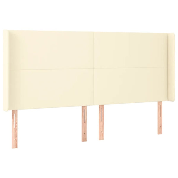 vidaXL Headboard with Wings Cream 163x16x118/128 cm Faux Leather