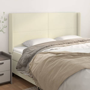 vidaXL Headboard with Wings Cream 163x16x118/128 cm Faux Leather