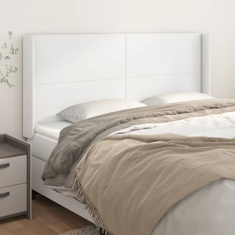 vidaXL Headboard with Wings White 183x16x118/128 cm Faux Leather