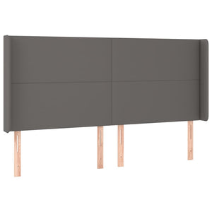 vidaXL Headboard with Wings Grey 183x16x118/128 cm Faux Leather