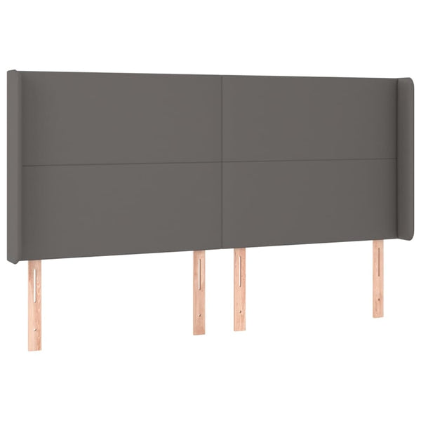 vidaXL Headboard with Wings Grey 183x16x118/128 cm Faux Leather