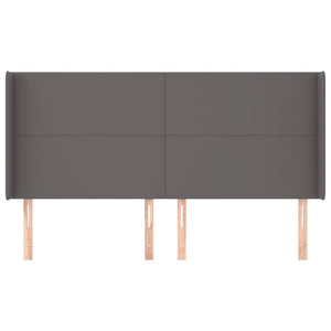 vidaXL Headboard with Wings Grey 183x16x118/128 cm Faux Leather