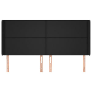 vidaXL Wingback Headboard Black 203x16x118/128 cm Faux Leather