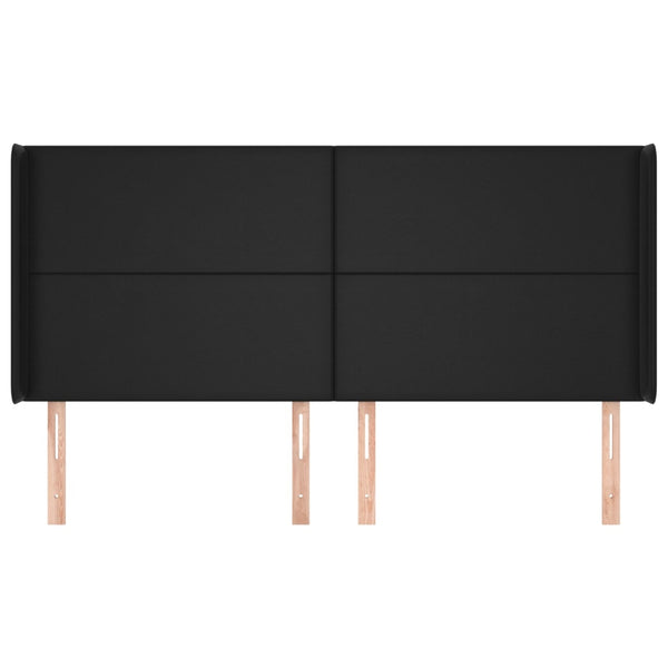 vidaXL Wingback Headboard Black 203x16x118/128 cm Faux Leather