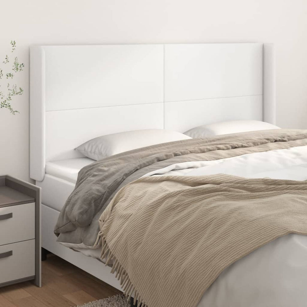 vidaXL Wingback Headboard White 203x16x118/128 cm Faux Leather