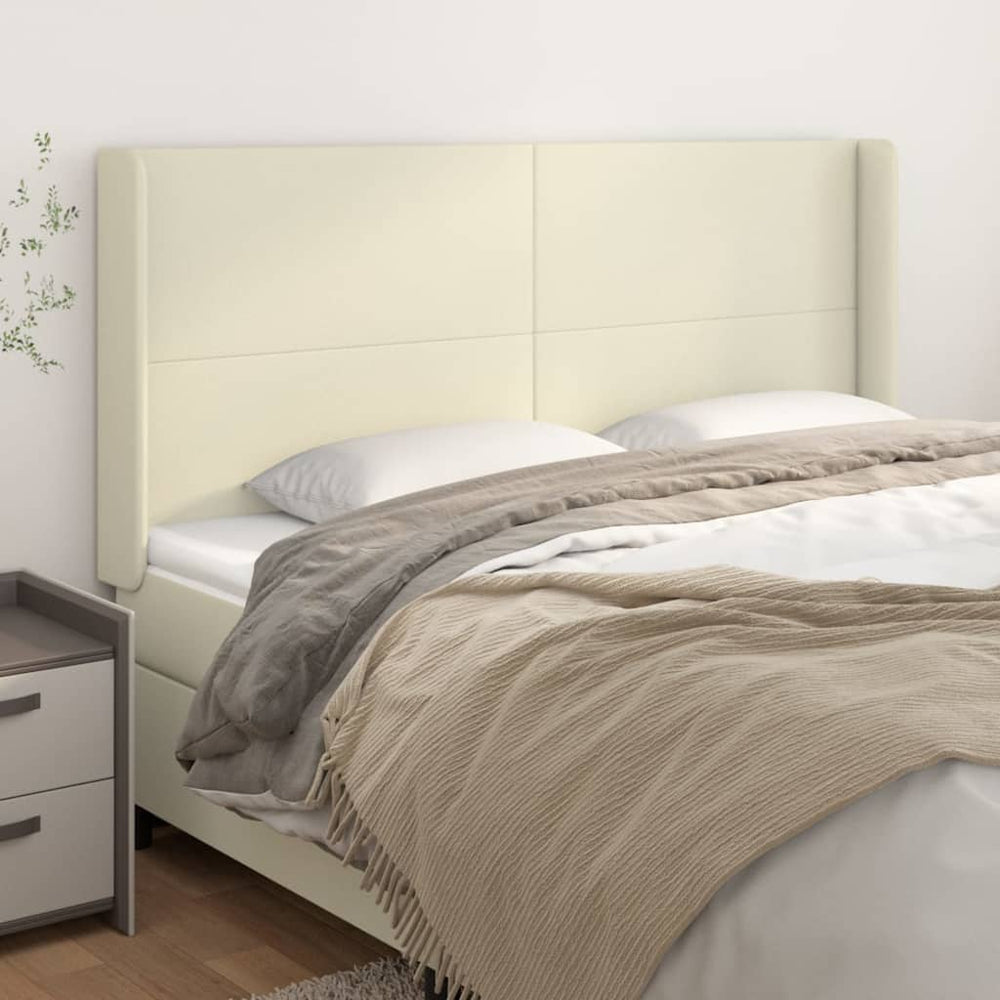 vidaXL Wingback Headboard Cream 203x16x118/128 cm Faux Leather