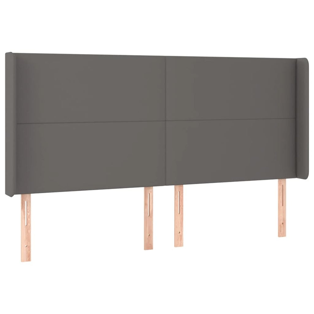vidaXL Wingback Headboard Grey 203x16x118/128 cm Faux Leather