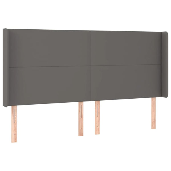 vidaXL Wingback Headboard Grey 203x16x118/128 cm Faux Leather
