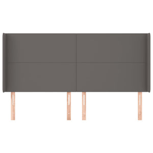 vidaXL Wingback Headboard Grey 203x16x118/128 cm Faux Leather