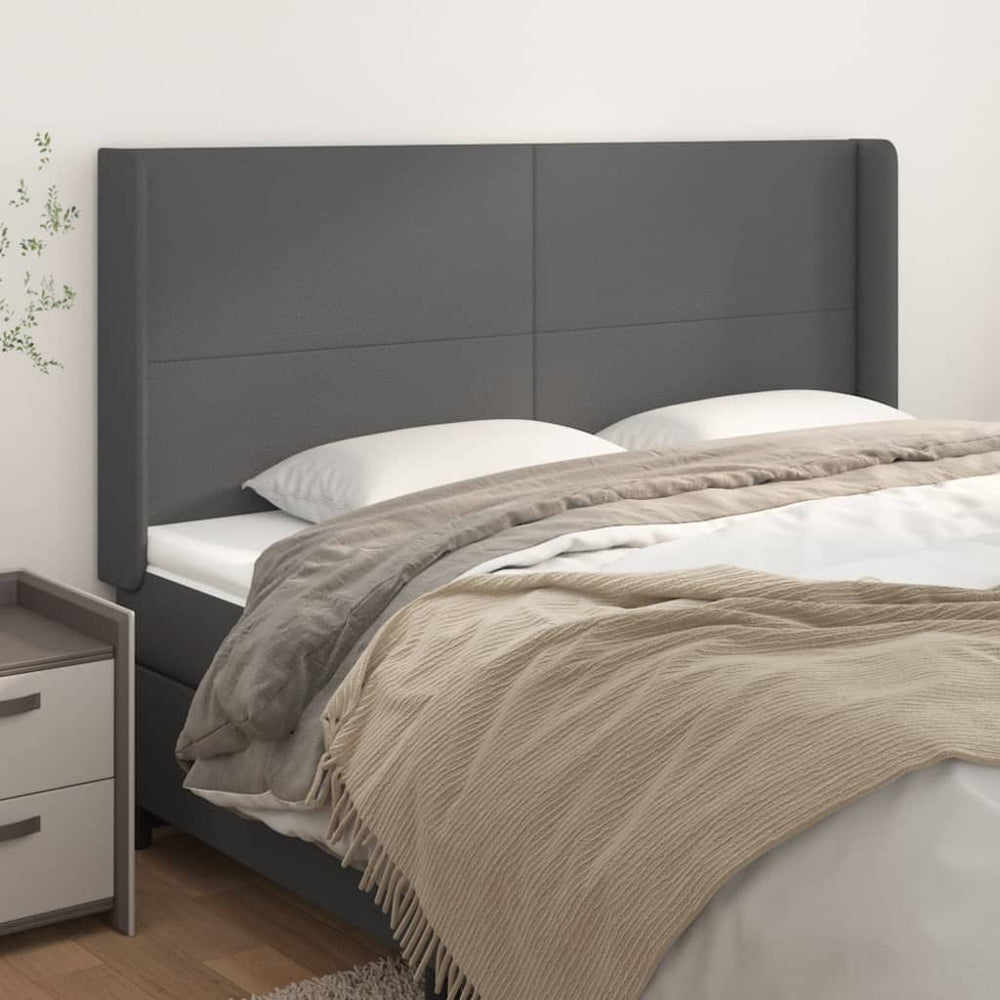 vidaXL Wingback Headboard Grey 203x16x118/128 cm Faux Leather
