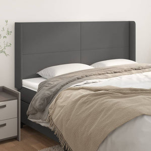 vidaXL Wingback Headboard Grey 203x16x118/128 cm Faux Leather