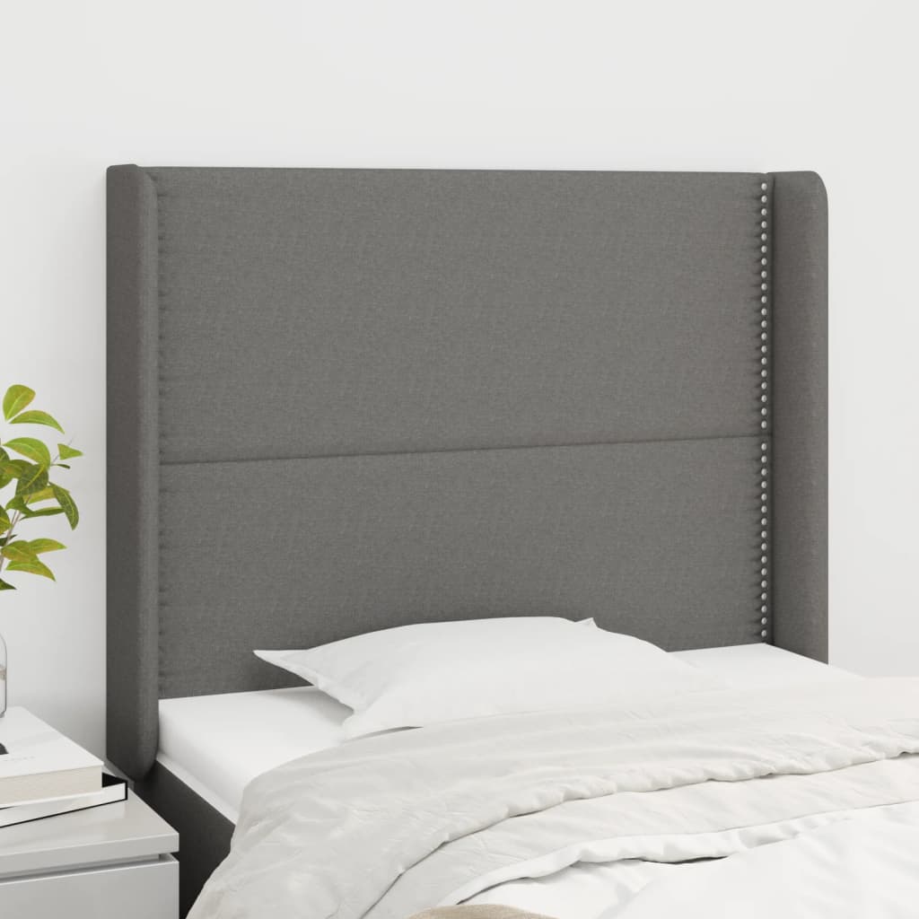 vidaXL Wingback Headboard Dark Grey 83x16x118/128 cm Fabric