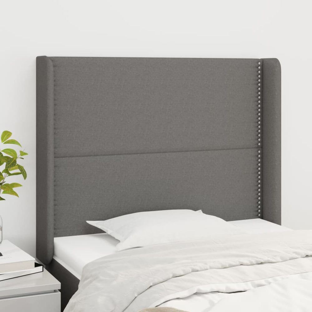 vidaXL Wingback Headboard Dark Grey 93x16x118/128 cm Fabric