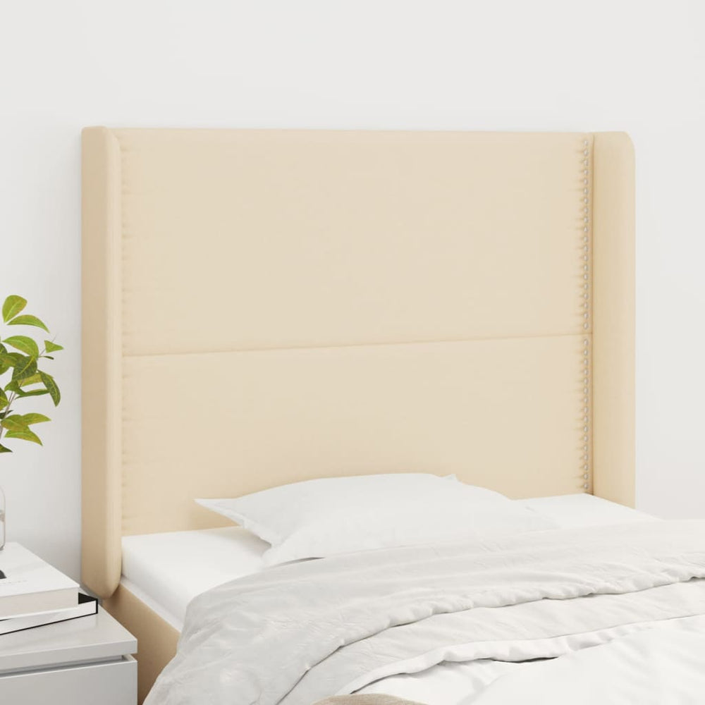 vidaXL Wingback Headboard Cream 93x16x118/128 cm Fabric