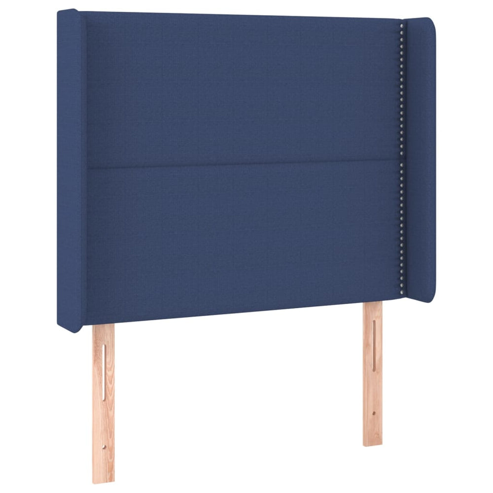 vidaXL Wingback Headboard Blue 93x16x118/128 cm Fabric