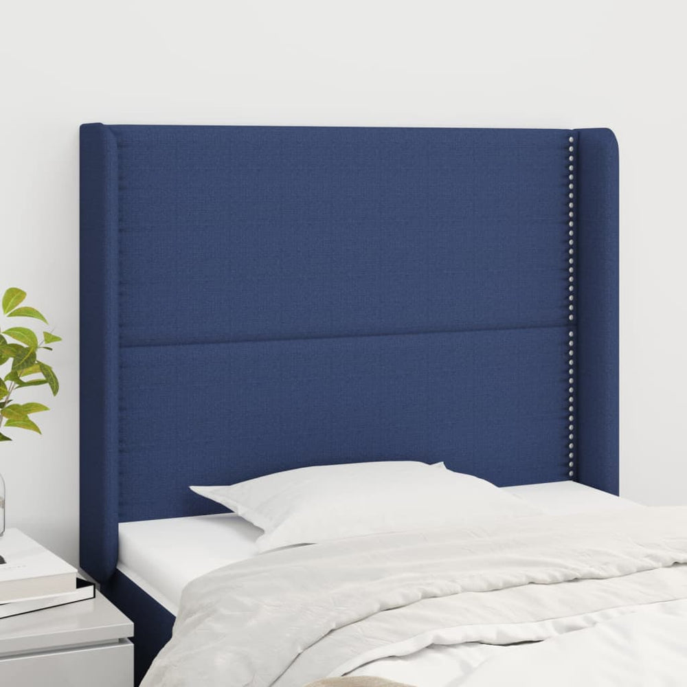 vidaXL Wingback Headboard Blue 93x16x118/128 cm Fabric