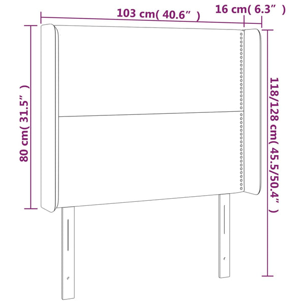 vidaXL Wingback Headboard Light Grey 103x16x118/128 cm Fabric