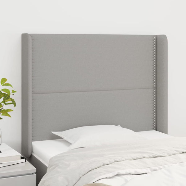 vidaXL Wingback Headboard Light Grey 103x16x118/128 cm Fabric