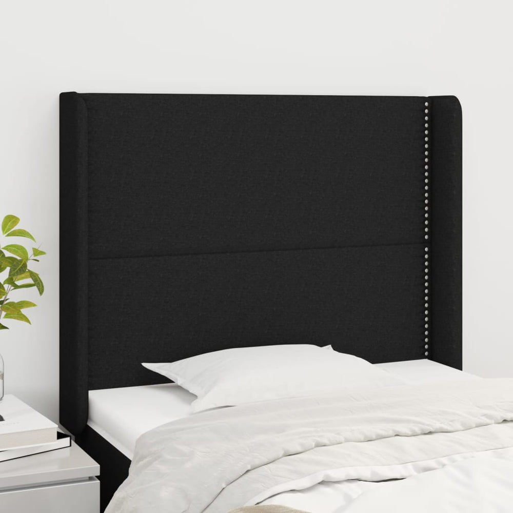 vidaXL Wingback Headboard Black 103x16x118/128 cm Fabric