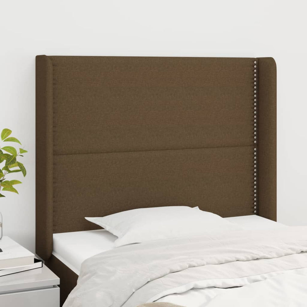 vidaXL Wingback Headboard Dark Brown 103x16x118/128 cm Fabric