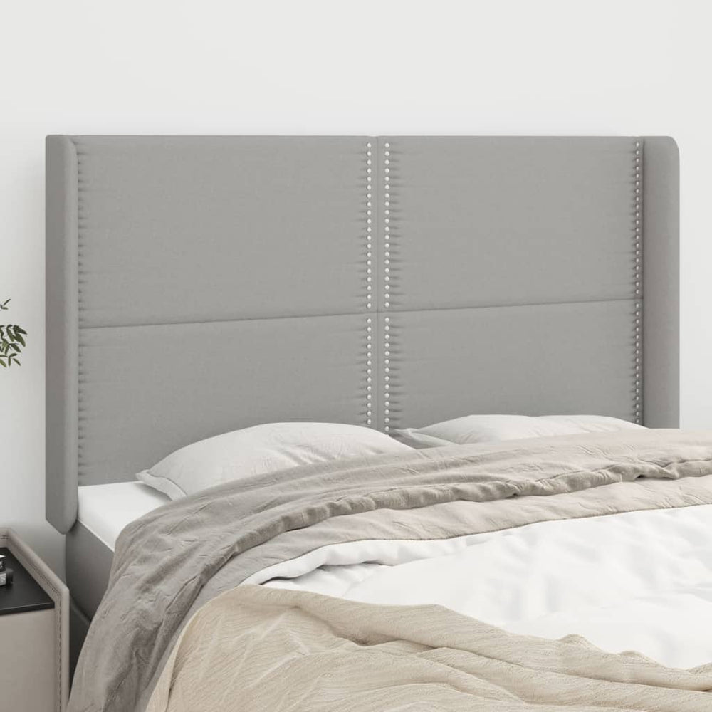 vidaXL Wingback Headboard Light Gray 147x16x118/128 cm Fabric