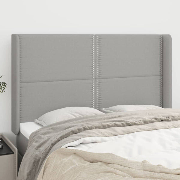 vidaXL Wingback Headboard Light Gray 147x16x118/128 cm Fabric