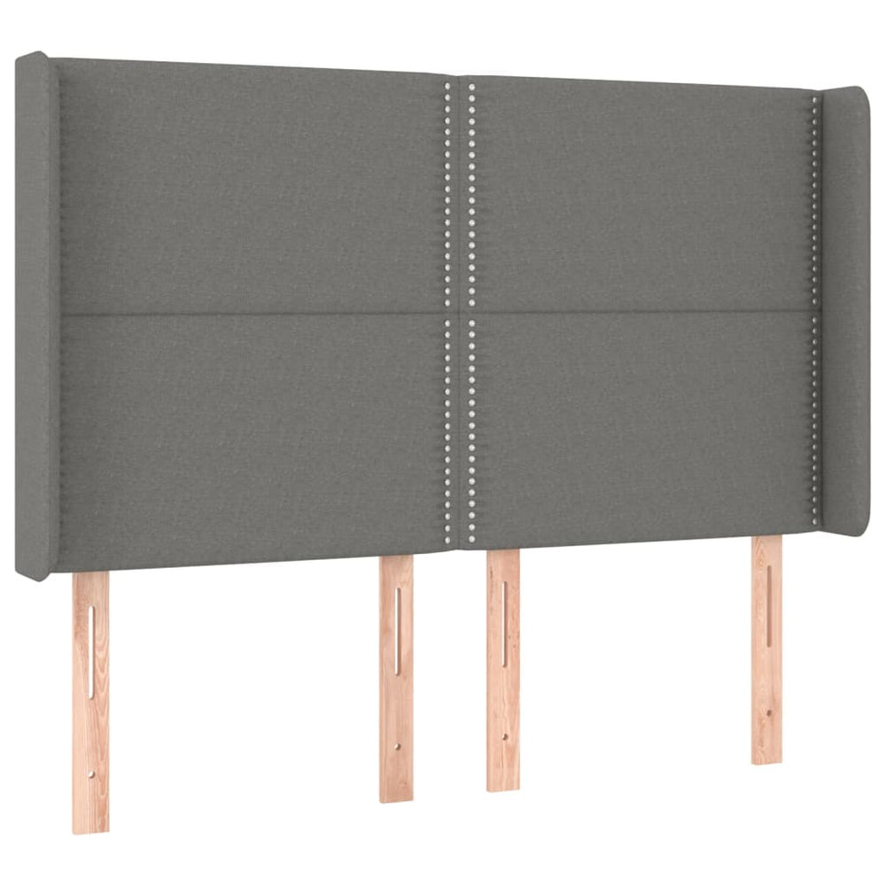 vidaXL Wingback Headboard Dark Grey 147x16x118/128 cm Fabric