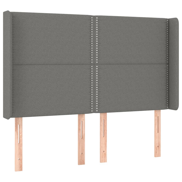vidaXL Wingback Headboard Dark Grey 147x16x118/128 cm Fabric