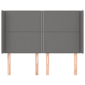 vidaXL Wingback Headboard Dark Grey 147x16x118/128 cm Fabric