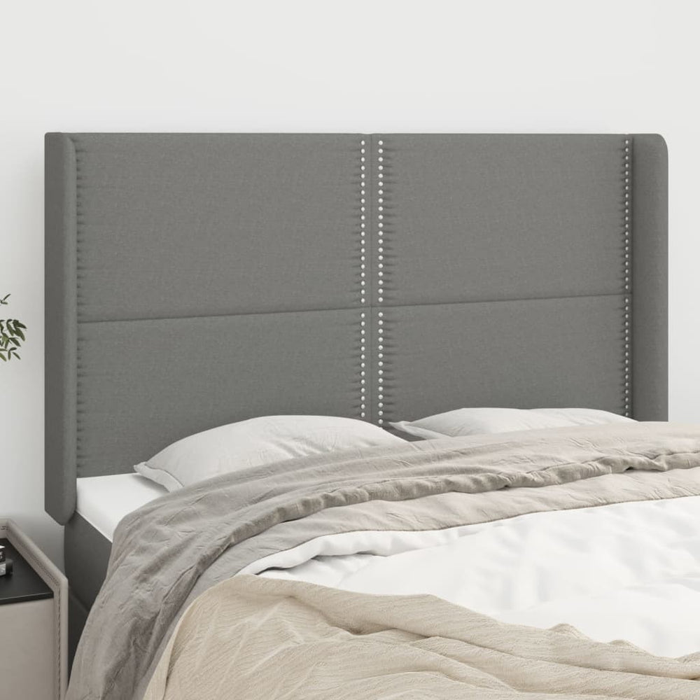 vidaXL Wingback Headboard Dark Grey 147x16x118/128 cm Fabric