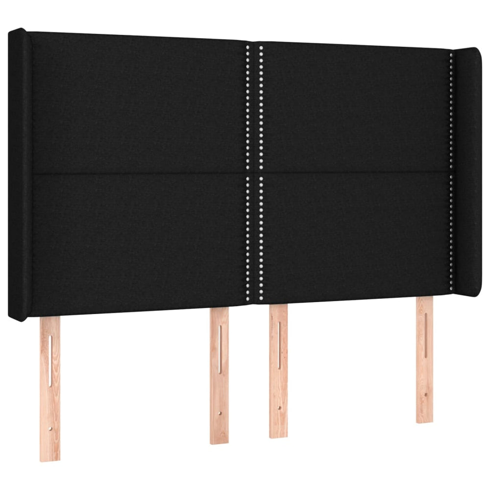 vidaXL Headboard with Wings Black 147x16x118/128 cm Fabric