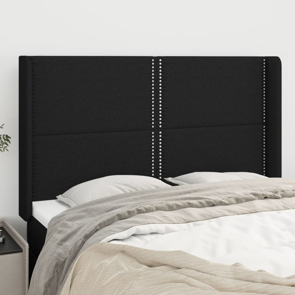 vidaXL Headboard with Wings Black 147x16x118/128 cm Fabric