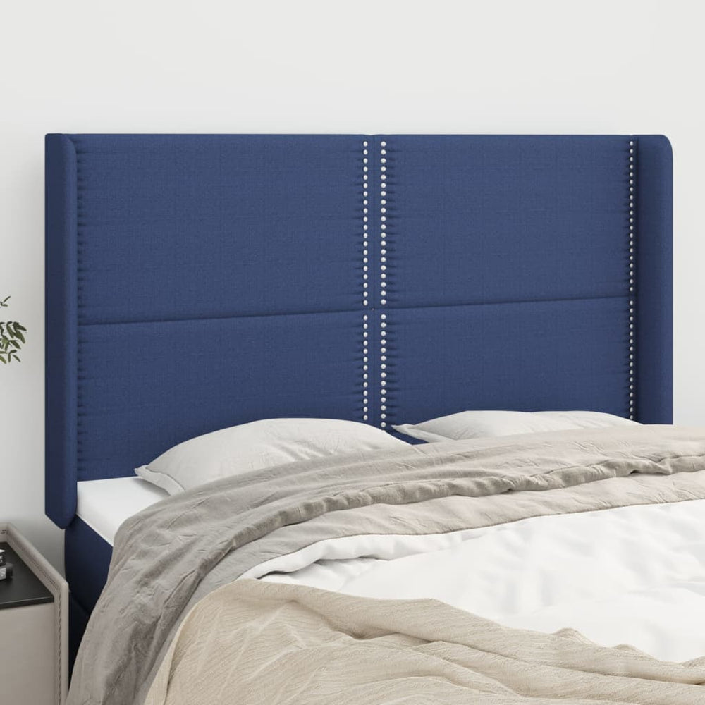 vidaXL Wingback Headboard Blue 147x16x118/128 cm Fabric