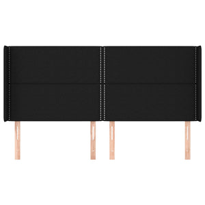 vidaXL Wingback Headboard Black 163x16x118/128 cm Fabric